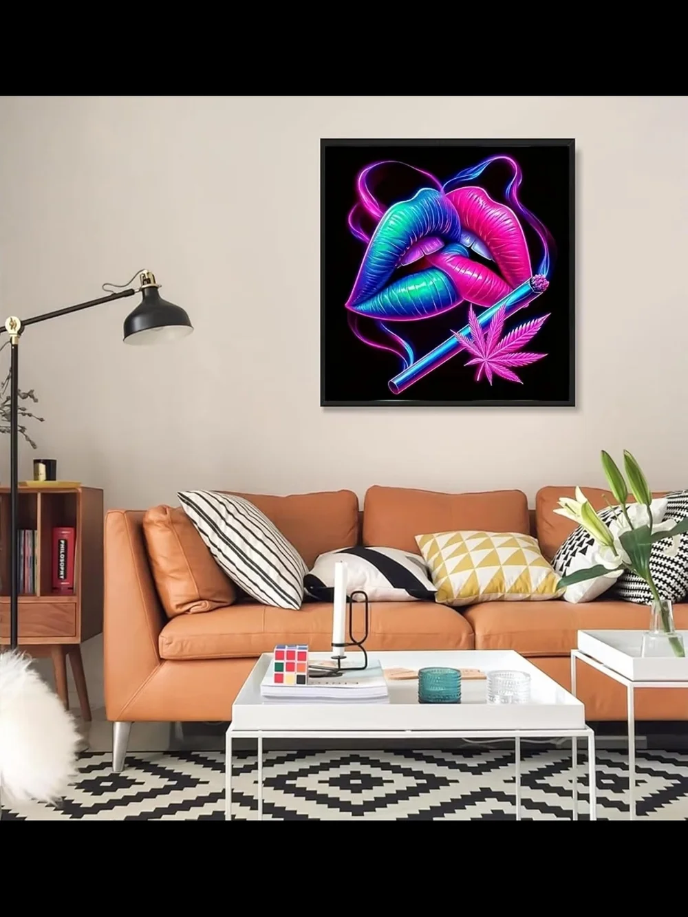 Blue & Pink Lip Art Wall Decal - Modern Pop Accent